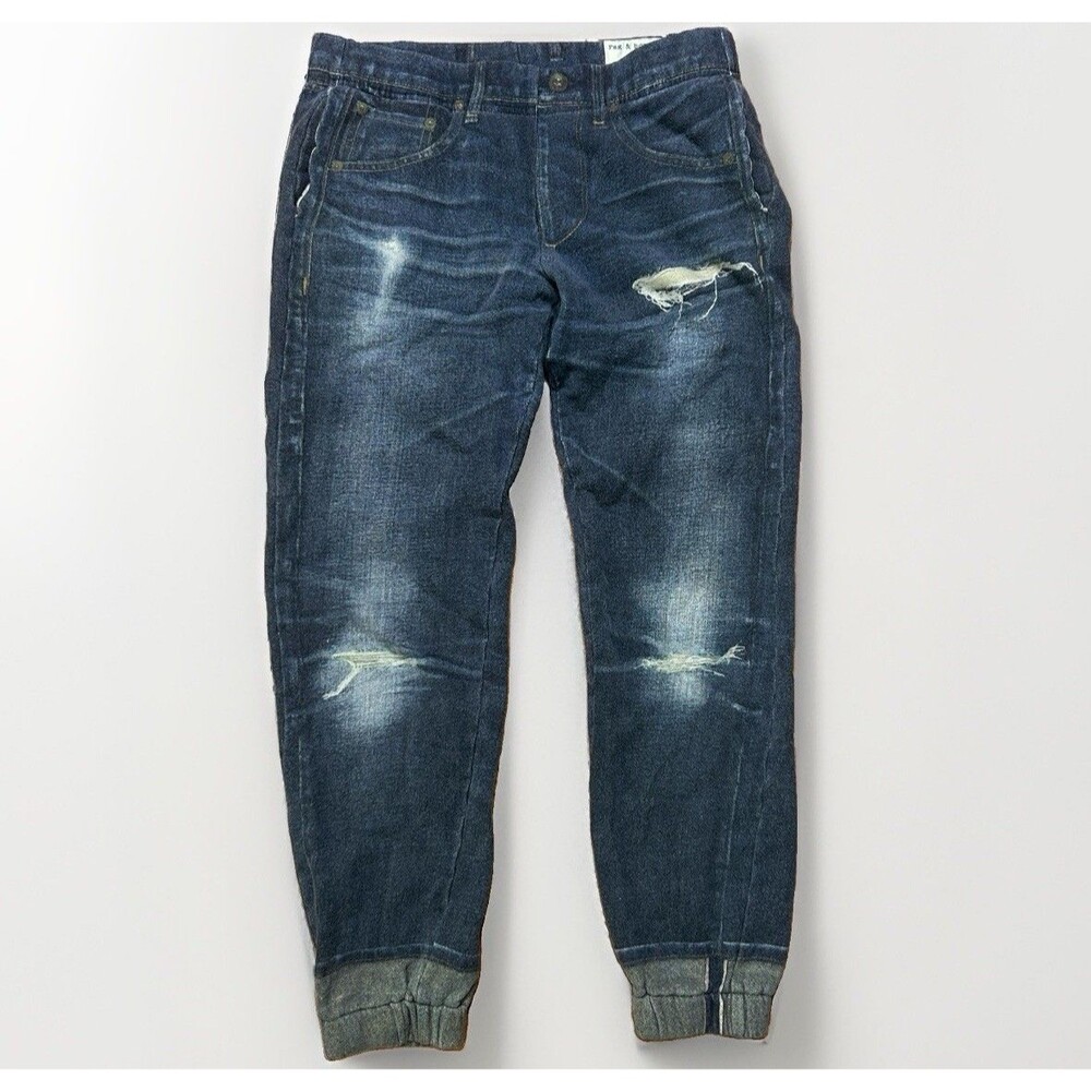 Rag And Bone Miramar Knit Denim Jogger Size XXS Blue Wash Printed Distressed